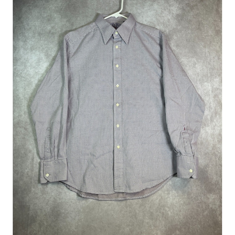 Robert Graham Shirt Mens Large Purple Houndstooth Button Up Long Sleeve Formal